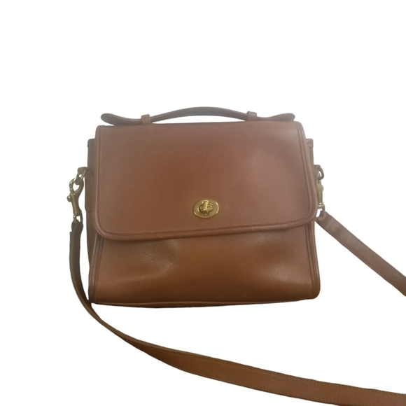 Vtg legacy Coach Court Bag 9870 british tan brown leather purse - Picture 1 of 11